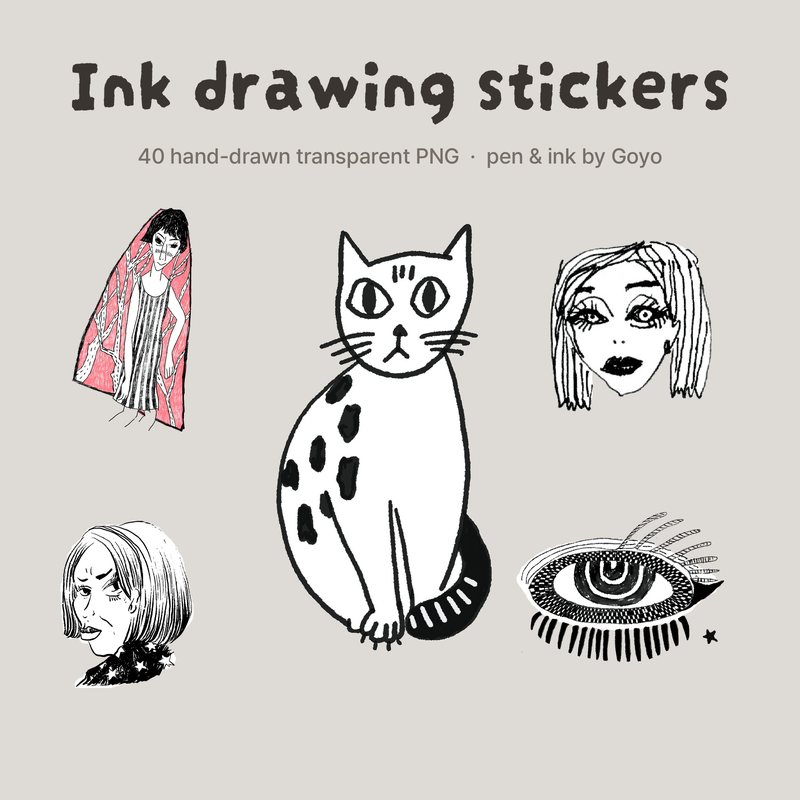 Ink Drawing Stickers Vol.1